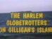 Title card from the TV movie The Harlem Globetrotters on Gilligan’s Island, featuring large yellow text against an ocean background with a small island visible in the distance.