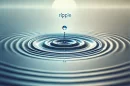 Image of a calm water surface with a ripple effect emanating outward from a single drop of water, symbolizing tranquility and interconnectedness.